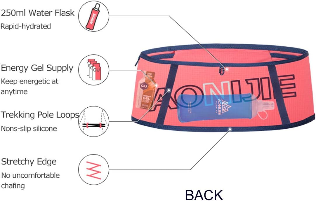 AONIJIE Lovtour Running Belt Waist Pack, Flip Waist Belt,with 250ml Soft Water Bottle Free and Lightweight for Marathon Climbing Jogging Cycling Workout Fitness Mobile Phone Holder