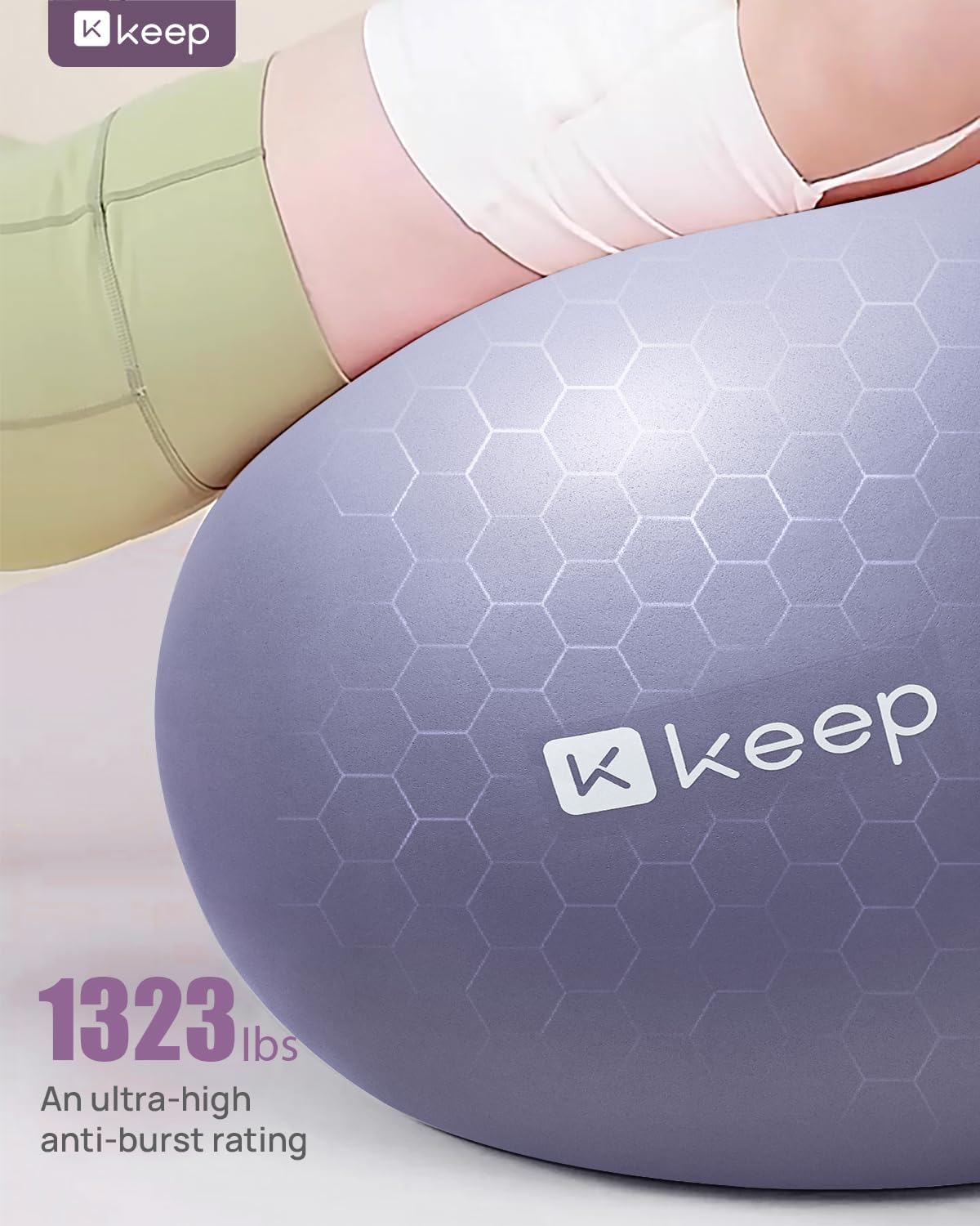 KEEP Pilates Small Exercise Ball Anti-Burst - Thickened Yoga Ball With Pump for Physical Therapy, Fitness, Workout, and Core Strength
