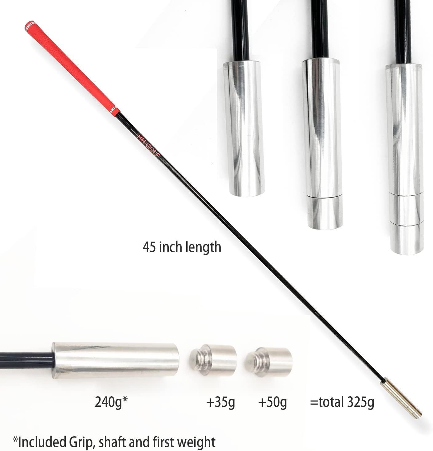 HH-GOLF Golf Swing Speed Trainer Golf Training Aid and Correction for Strength Golf Warm-up Stick Tempo Flexibility Training Club, with 3 Different Weights