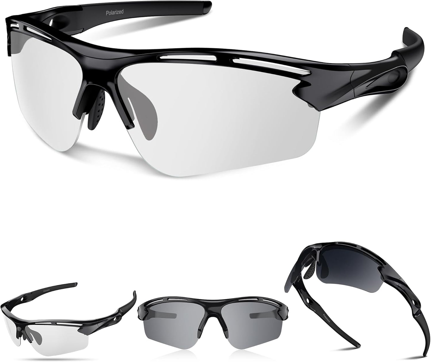 Polarized Sports Sunglasses for Men Women,UV400 Protection Sunglass for Running Cycling Fishing Hiking TR90