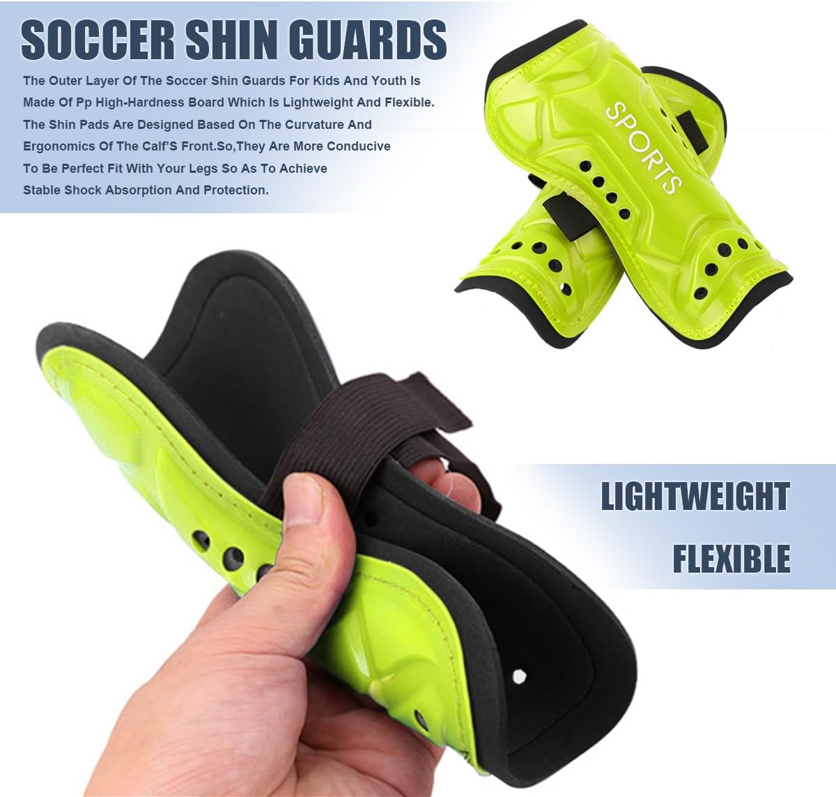 Youth Soccer Shin Guards for Kids Shin Pads Child Calf Protective Gear Protective Soccer Equipment for Boys Girls Children 3-15 Years Old