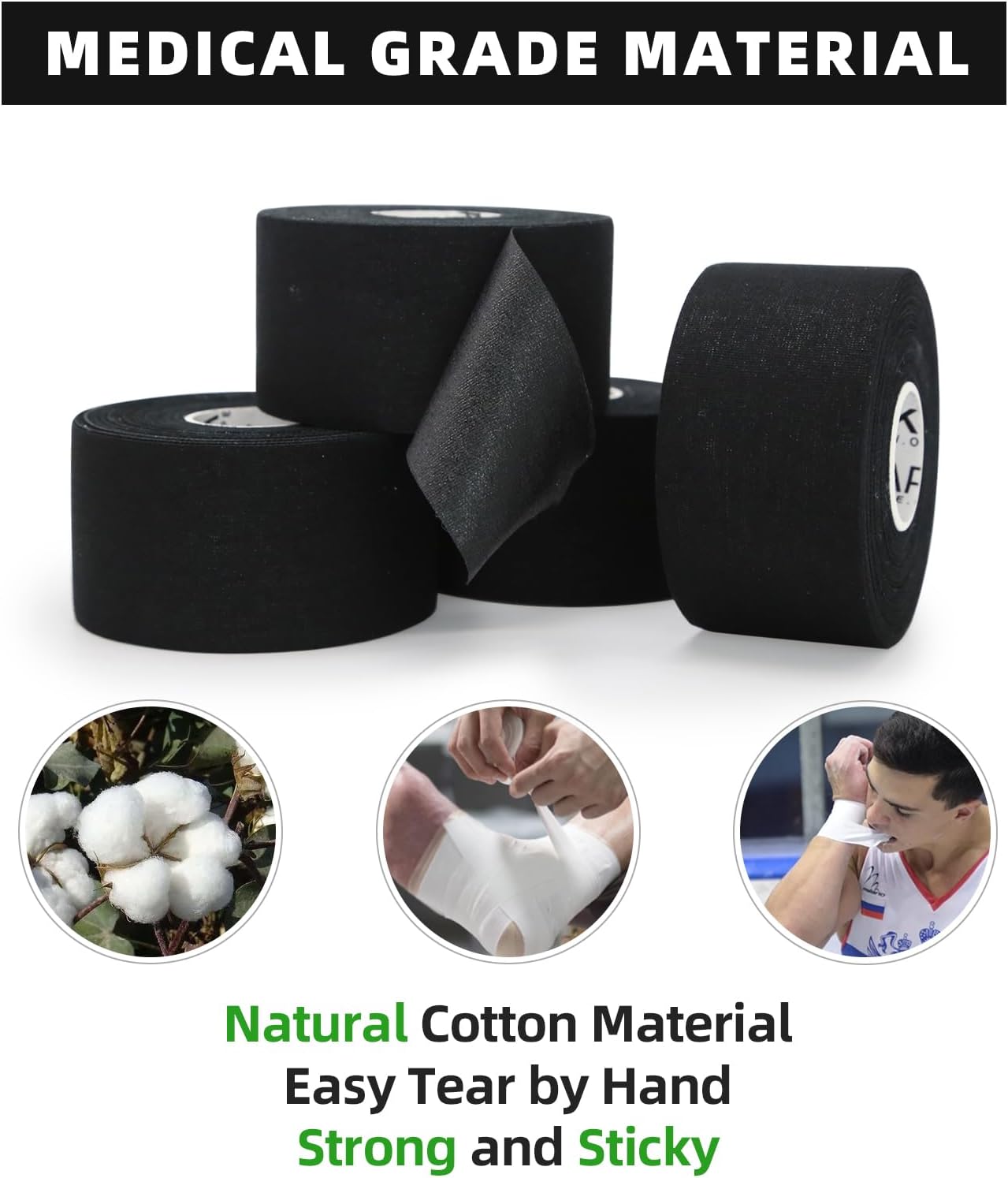 OK TAPE Athletic Sports Tape（4 Packs) - 45ft Per Roll Very Strong Tape for Athlete & Sport Trainers & First Aid Injury Wrap, Perfect for Fingers Ankles Wrist on Bat, Hockey Stick - Dark Blue