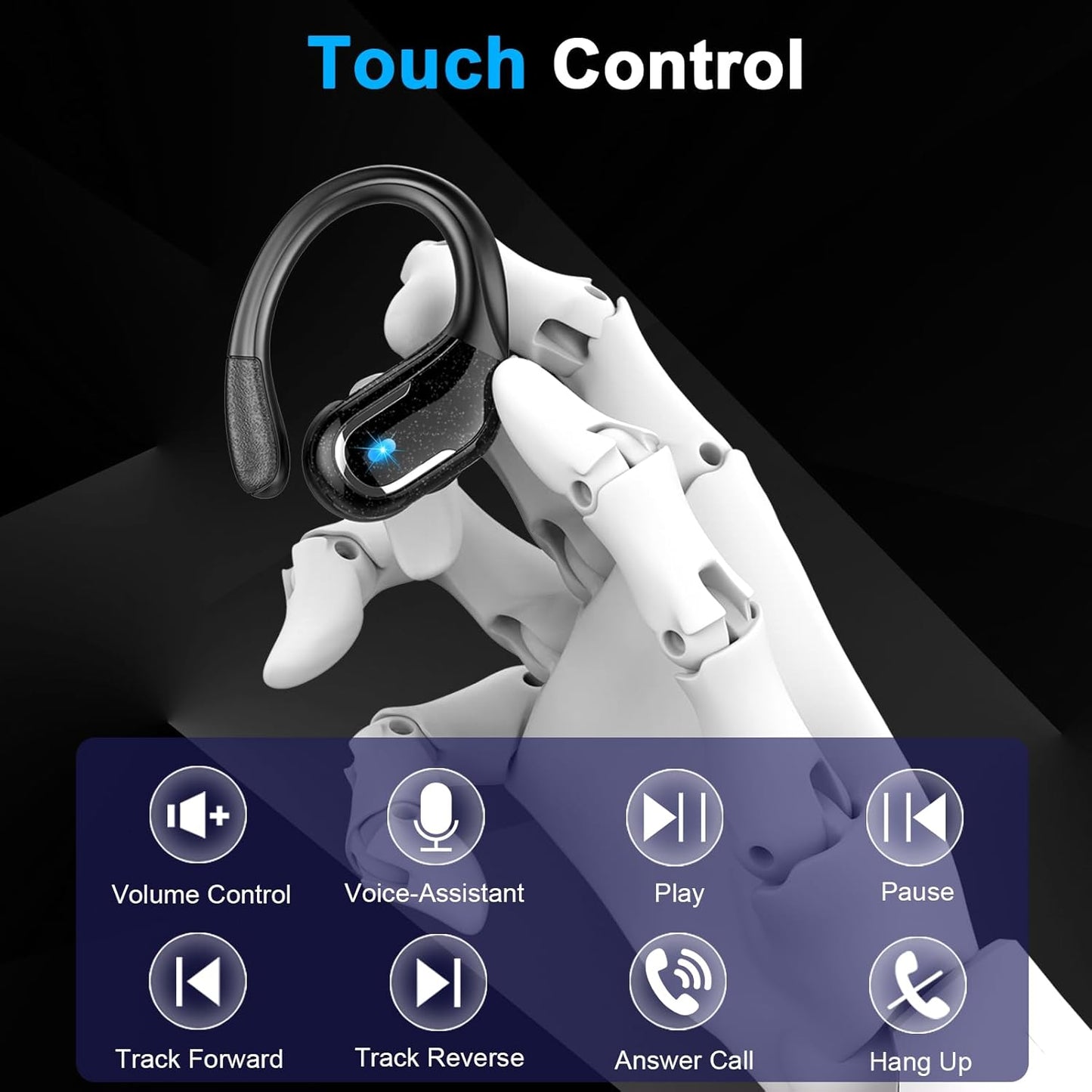 Wireless Earbud, 75Hrs Bluetooth 5.4 Headphones IP7 Waterproof for Sport, Running Wireless Earphones with ENC Noise Cancelling Mics, Deep Bass Over Ear bud with Earhooks for Android, iOS, Workout, Gym