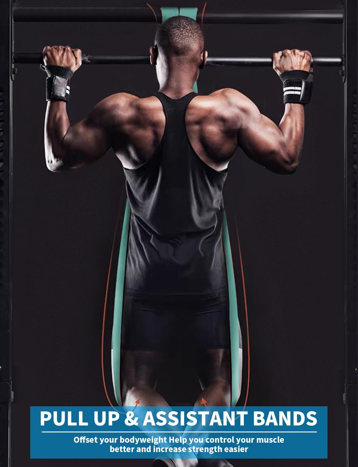 Pull Up Bands, Resistance Bands, Pull Up Assistance Bands Set for Men & Women, Exercise Workout Bands for Working Out, Body Stretching, Physical Therapy, Muscle Training