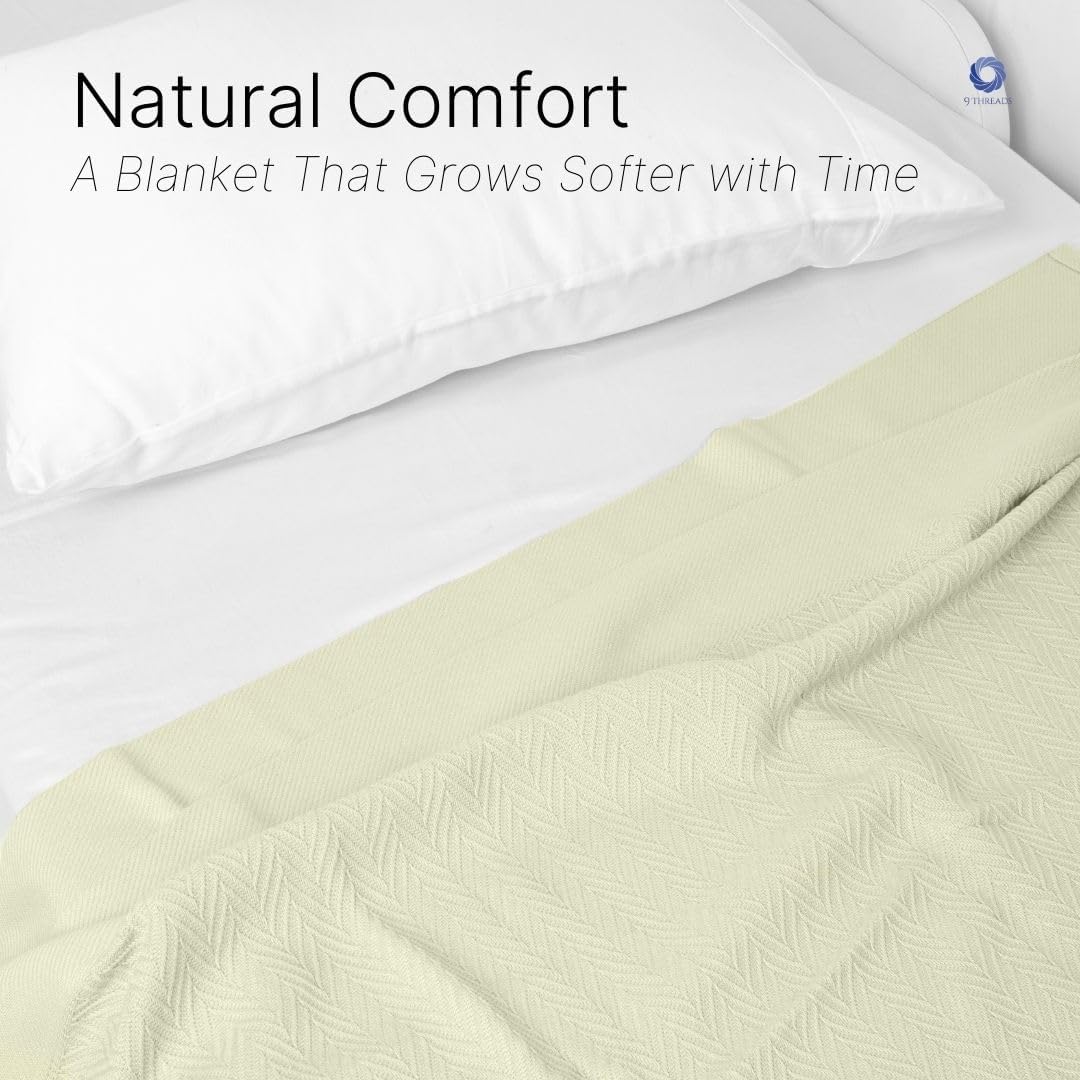 100% Cotton Herringbone Weave Blankets, 66" X 90" Twin, Throw Blanket for Bed, All Season Cotton Blanket, Cozy Blanket,Throws & Bed Blanket, Throw Blanket for Couch, Modern Home Decor -Sage