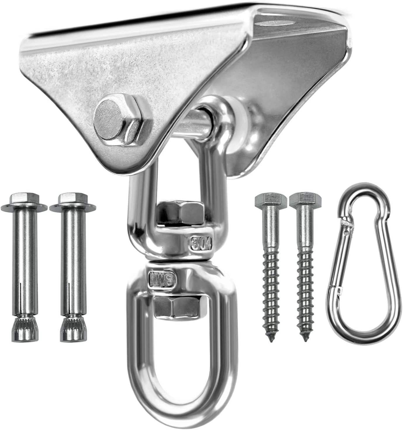 Yes4All Punching Bag Hanger, Stainless Steel Swivel Chain with 4 Snap Hooks for Heavy Bag, Gym Swing, Trapeze, and Hammock