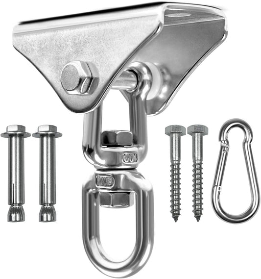 Yes4All Punching Bag Hanger, Stainless Steel Swivel Chain with 4 Snap Hooks for Heavy Bag, Gym Swing, Trapeze, and Hammock