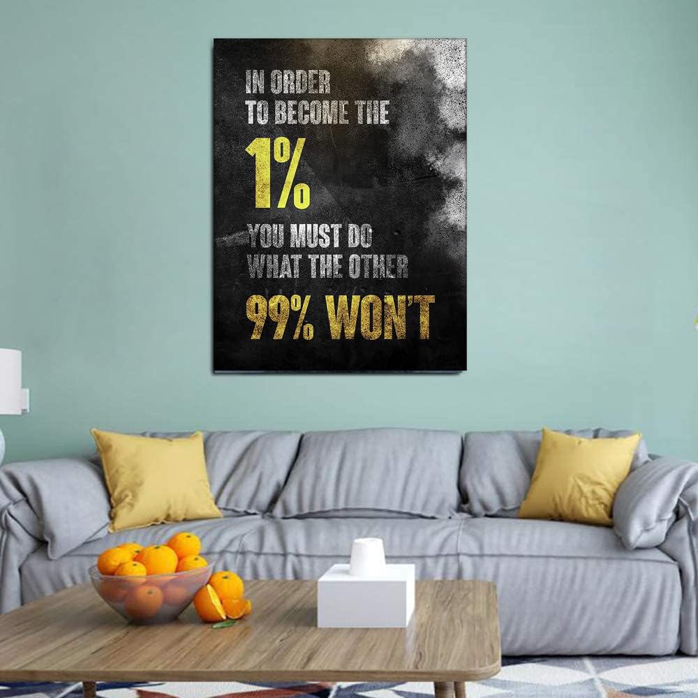KaiLeFu-1% Entrepreneur Motivational Canvas Wall Art -Inspirational Wall Art Poster Quotes - Canvas Artwork Picture Print Framed for Home Office Bathroom Bedroom Bathroom Wall Decor-12 x16