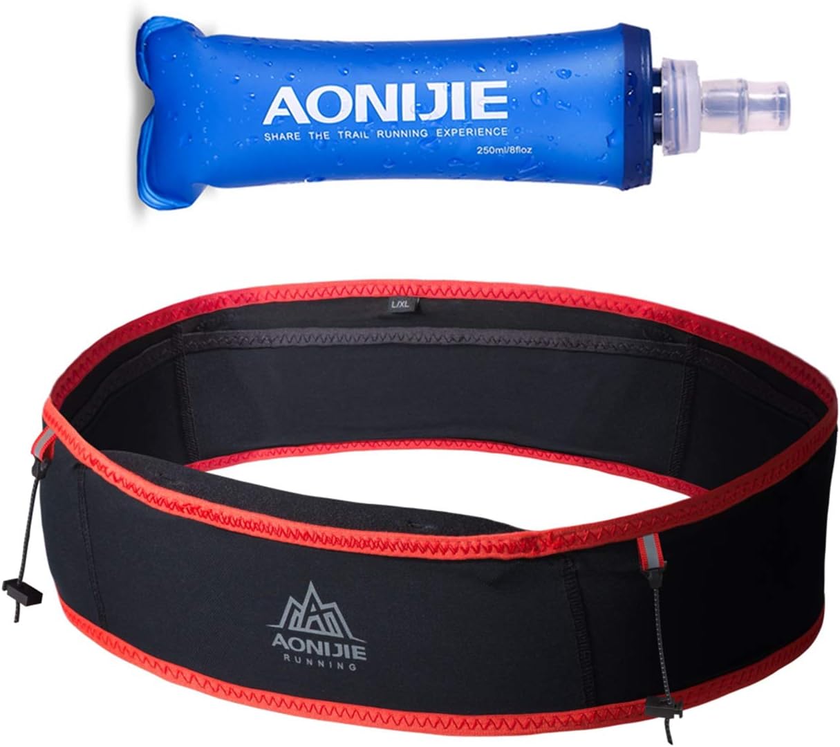 AONIJIE Hydration Belt Running Fanny Pack, with 250ml Soft Water Bottle Flask Phone Holder for Trailing Running Climbing Jogging Cycling Workout Fitness 3 Colors (Red, M/L)