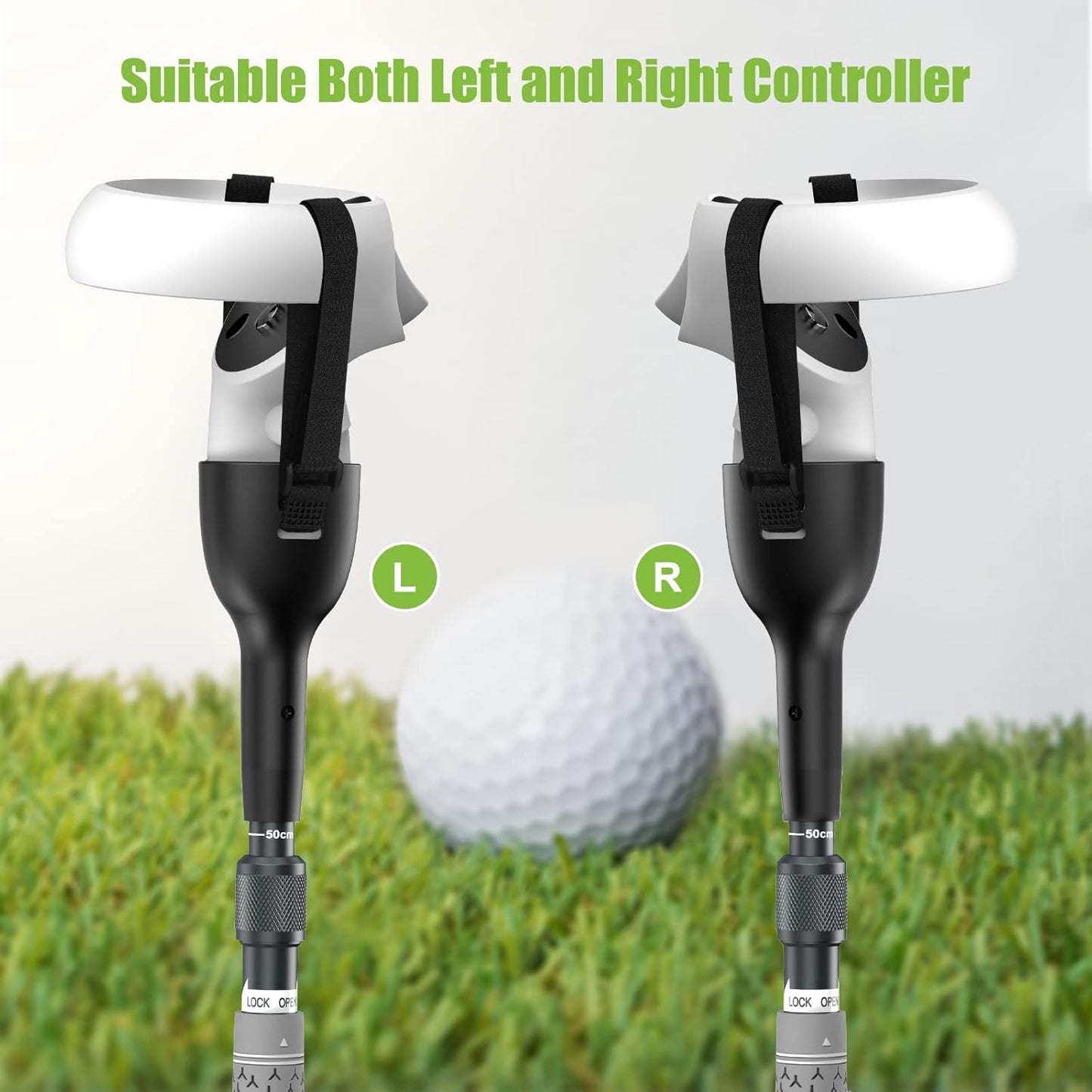Adjustable Length VR Golf Club Handle Compatible for Oculus-Quest 2-Accessories, Virtual Reality Baseball Controller Attachment, Simulator Real Golf Game Bat Adapter for Golf+, Walkabout Mini Golf