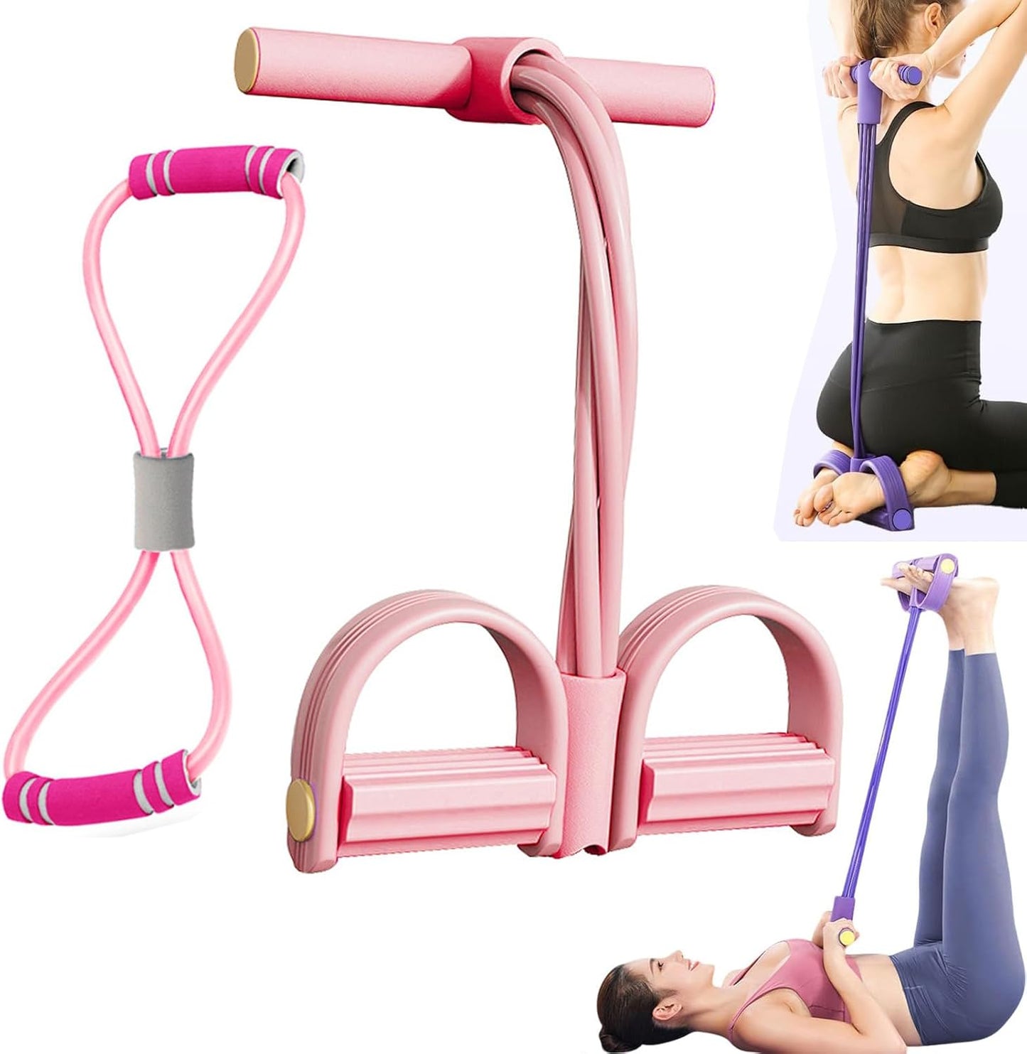 Multifunctional Tension Cor,4/6 Tube Resistance Bands with Handles and Foot Straps,Pedal Puller, Sit Up Exercise Equipment for Home Workout & Training