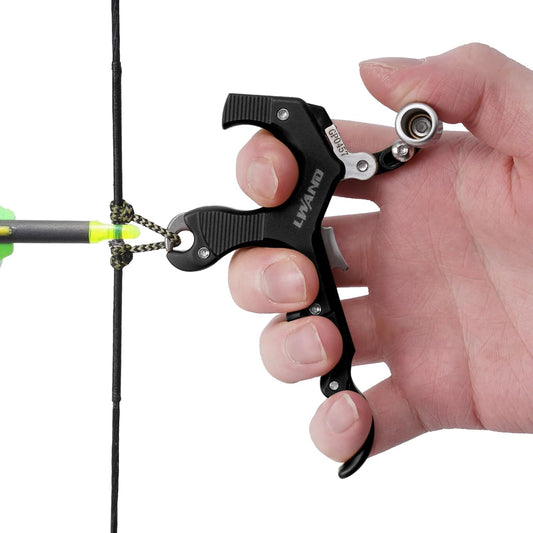 LWANO Archery Compound Bow Release Aids Trigger 3-4 Finger Adjustable Wristband Thumb Arrow Release Aids for Adults Youth Hunting Shooting Training Accessories