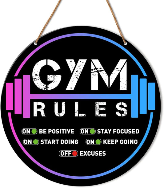 HSNBT Gym Signs Wall Decor, Home Gym Motivational Wall Decor Gym Hanging Signs Decorations for Fitness Workout Room Gift for Woman Man Gym Enthusiast, Gym Rules