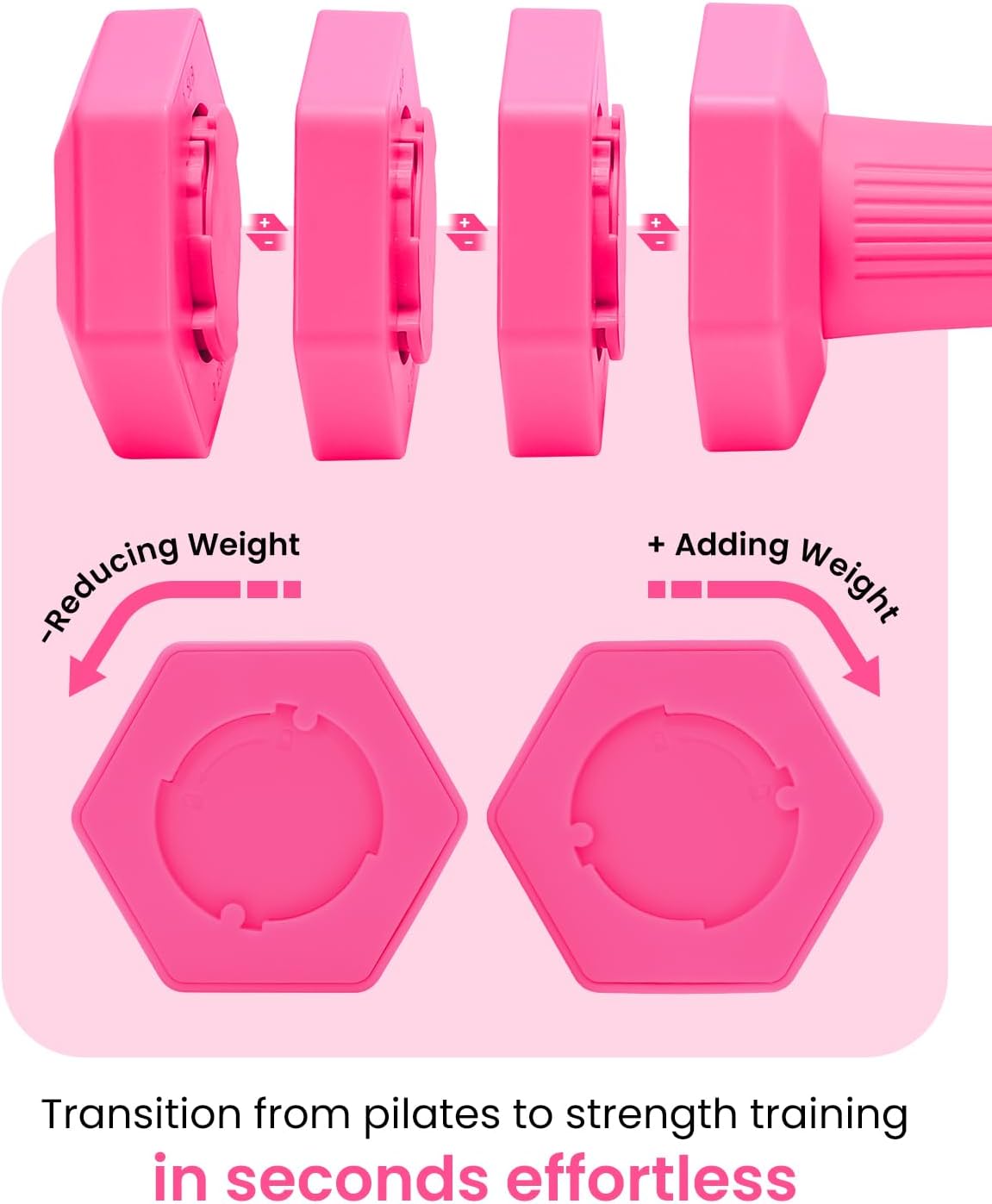 Adjustable Dumbbells Set, 4 in 1 Hand Weights Set for Women Men 10 LB/ 12 LB Dumbbell Pair Each 2lbs 3lbs 4lbs 5lbs Weights Dumbbells Set with TPU Soft Rubber Handle for Home Gym Exercise Fitness