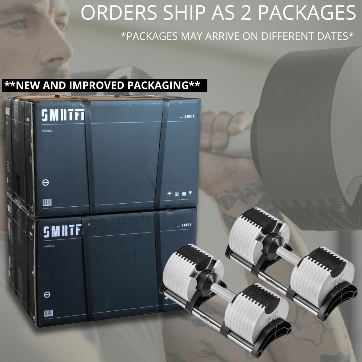 SMRTFT NUOBELL Adjustable Dumbbells | The Original All-in-One NUOBELL Adjustable Dumbbell Set | Feel Real Like Traditional Dumbbells | Highly Durable | Best 2 Year Warranty