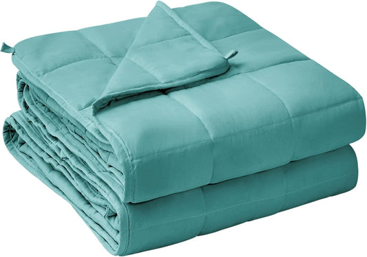 yescool Weighted Blanket for Adults (15 lbs, 60" x 80", Teal) Cooling Heavy Blanket for Sleeping Perfect for 140-160 lbs, Queen Size Breathable Blanket with Premium Glass Bead, Machine Washable