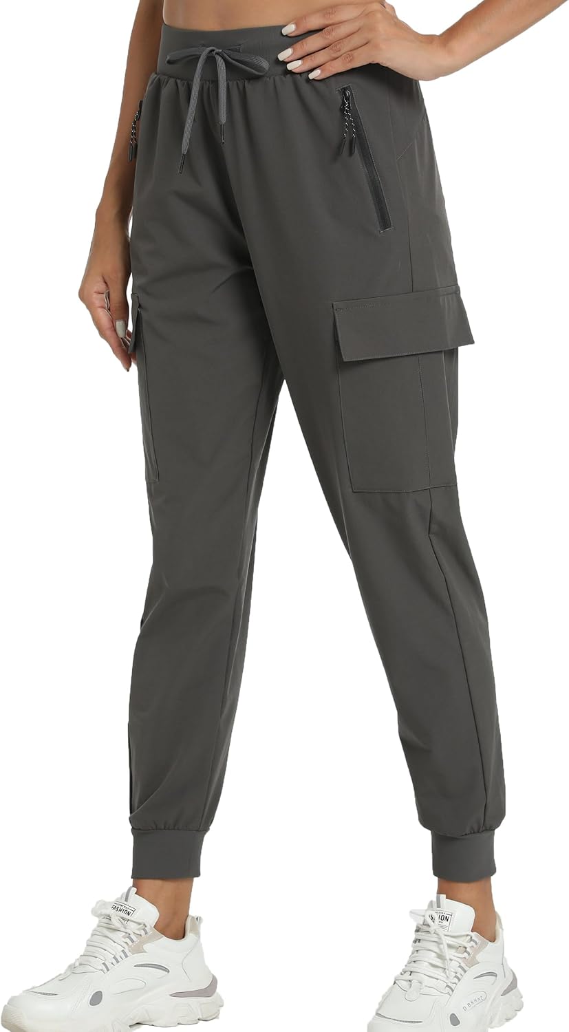 Kcutteyg Womens Water Resistant Hiking Pants with Pockets Quick Dry Soft Athletic Workout Joggers Pants for Camping Travel