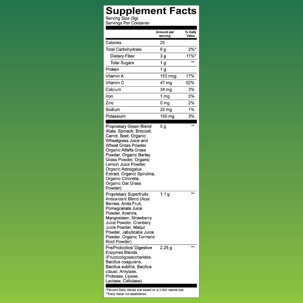 kathy ireland Nutrition Plant Based Super Greens Powder Mix, Watermelon, 9.5oz