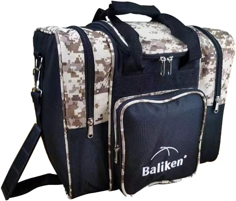 BALIKEN WaLiken Single Bowling Ball Bag- Holds One Ball & One Pair of Bowling Shoes Up to Size 13 Men’s Shoes (S camo)