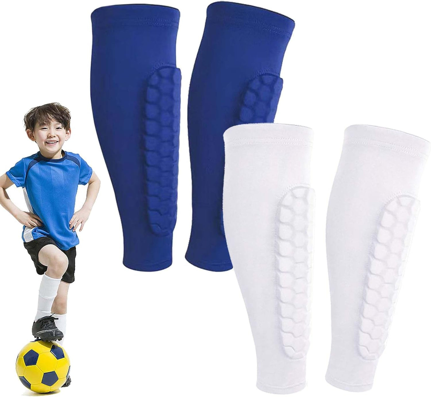 Shin Defender Shin Guards Kids 2 Pair, Shindefender Shin Guards Soccer, with Honeycomb Pads, for Soccer Kids Youth Adult