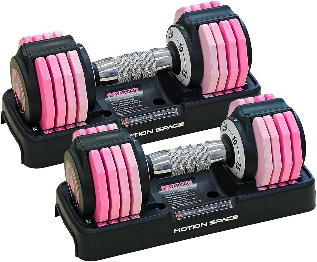 Adjustable Dumbbells Set 12.5LB/22.5LB Pair, 1-Sec Fast Adjustable 5 Weights by Turning Handle, Premium Comfort Non-slip Metal Dumbbells with Tray, Compact Size for Full Body Home Workout