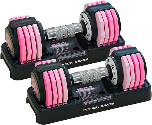 Adjustable Dumbbells Set 12.5LB/22.5LB Pair, 1-Sec Fast Adjustable 5 Weights by Turning Handle, Premium Comfort Non-slip Metal Dumbbells with Tray, Compact Size for Full Body Home Workout