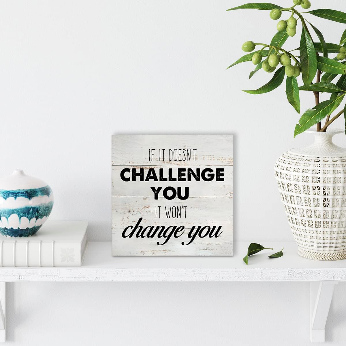 Rustic Uplifting Fitness Wood Box Sign Motivational Workout Wooden Box Sign Farmhouse Home Home Gym Desk Shelf Decor Gym Buddy Gift (5 X 5 Inch)