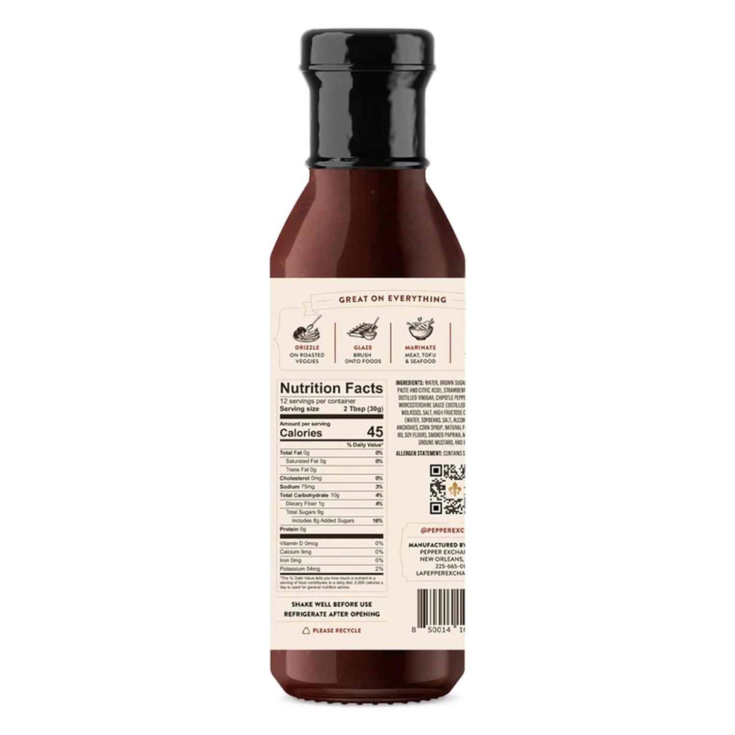 Louisiana Pepper Exchange Strawberry Chipotle BBQ Sauce, Gluten-Free, 12 Fl Oz, 2-Pack