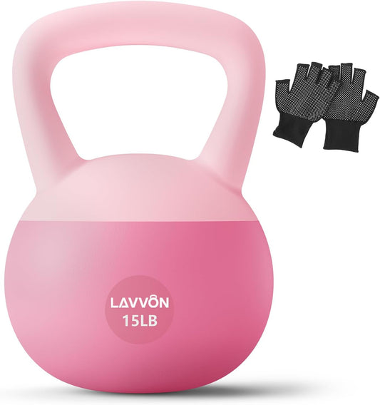 Soft Kettlebell - Cushioned Impact-Resistant Base and Anti-Slip, Kettle bell Anti-Slip Grip Weight for Home Workouts, Safe Strength Training Kettlebells Sets for Women & Men, With Non-slip Gloves