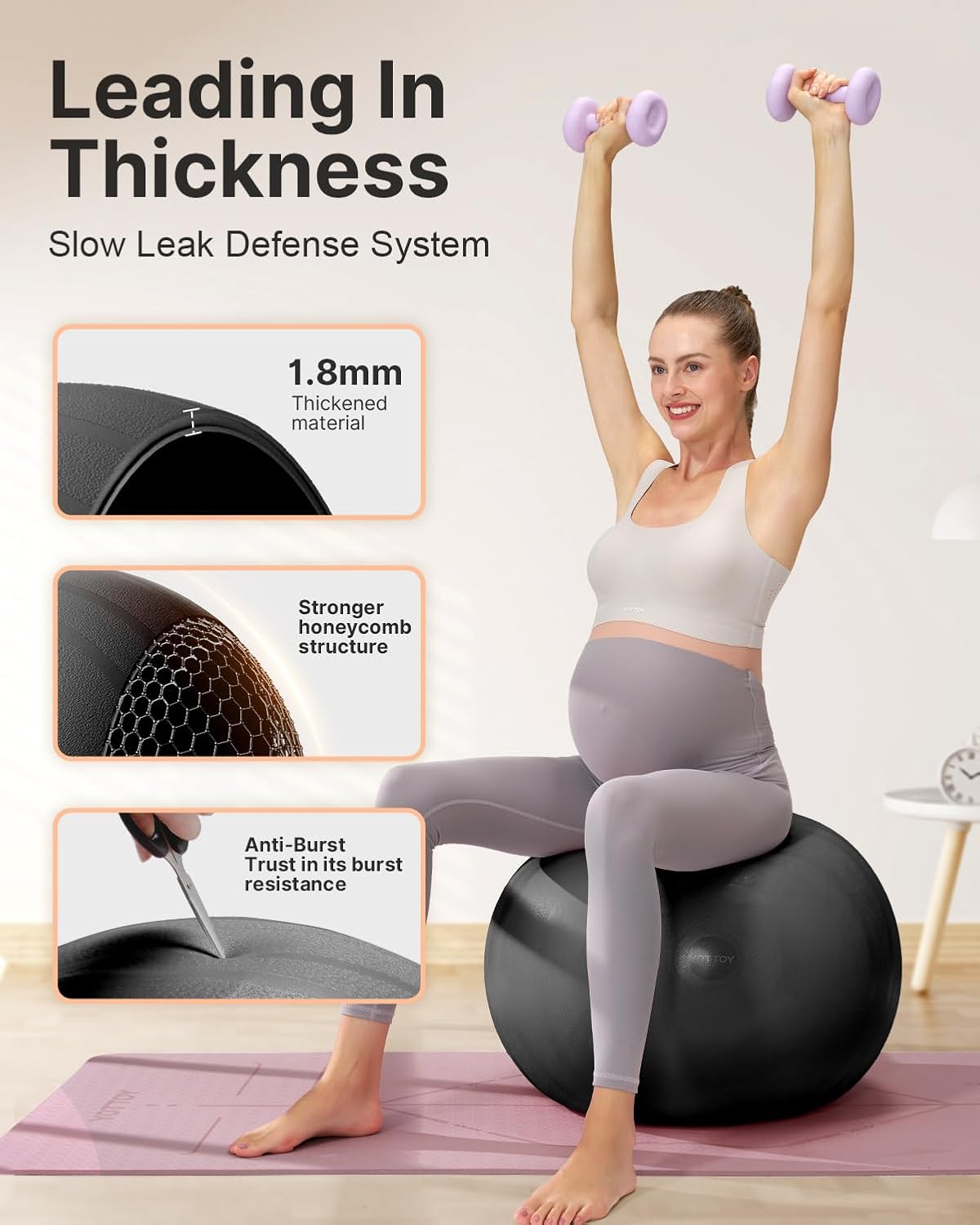 YOTTOY Pregnancy Ball - 1.8mm Thick Birthing Ball for Maternity Physio and Birth Preparation, Yoga and Exercise for Pregnancy - Includes Pump