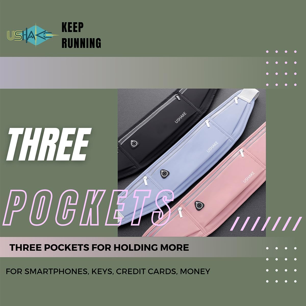 USHAKE Slim Running Belt, Workout Fanny Pack for Men Women,Exercise Waist Pack for Apple iPhone Holder, Runner Belt for Running Walking Cycling Camping Gym Light Purple