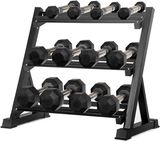 350/450/550 lbs Hex Weight Dumbbell Sets with Rack 5-50 lbs Hand Weights for Strength Training for Home Gyms Men Women Rubber Iron Rubber Coated Exercise & Fitness Muscle