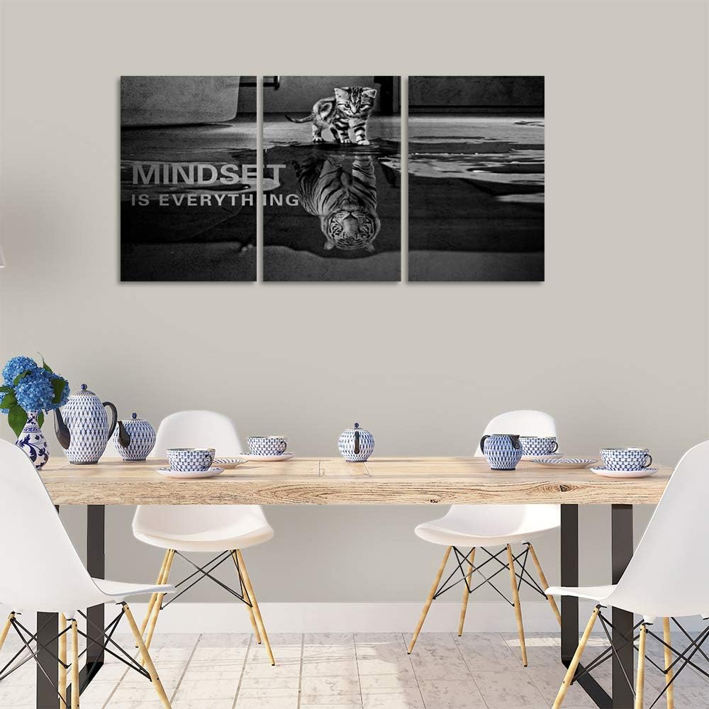 Yetaryy Inspirational Canvas Wall Art Large 3 Pieces Motivational Wall Art Picture Mindset is Everything Wooden Framed Artwork Entrepreneur Quotes Inspiration Wall Decor Painting Picture Wall Ar Hang,