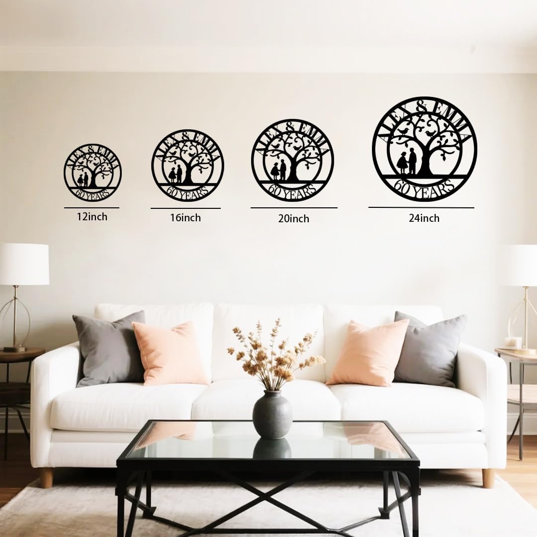 Tree of Life Metal Name Sign | Custom Metal Signs | Personalized Wall Art | Wedding Gift Indoor Decor Gift for Women, Men, Wife, Parents, Couple