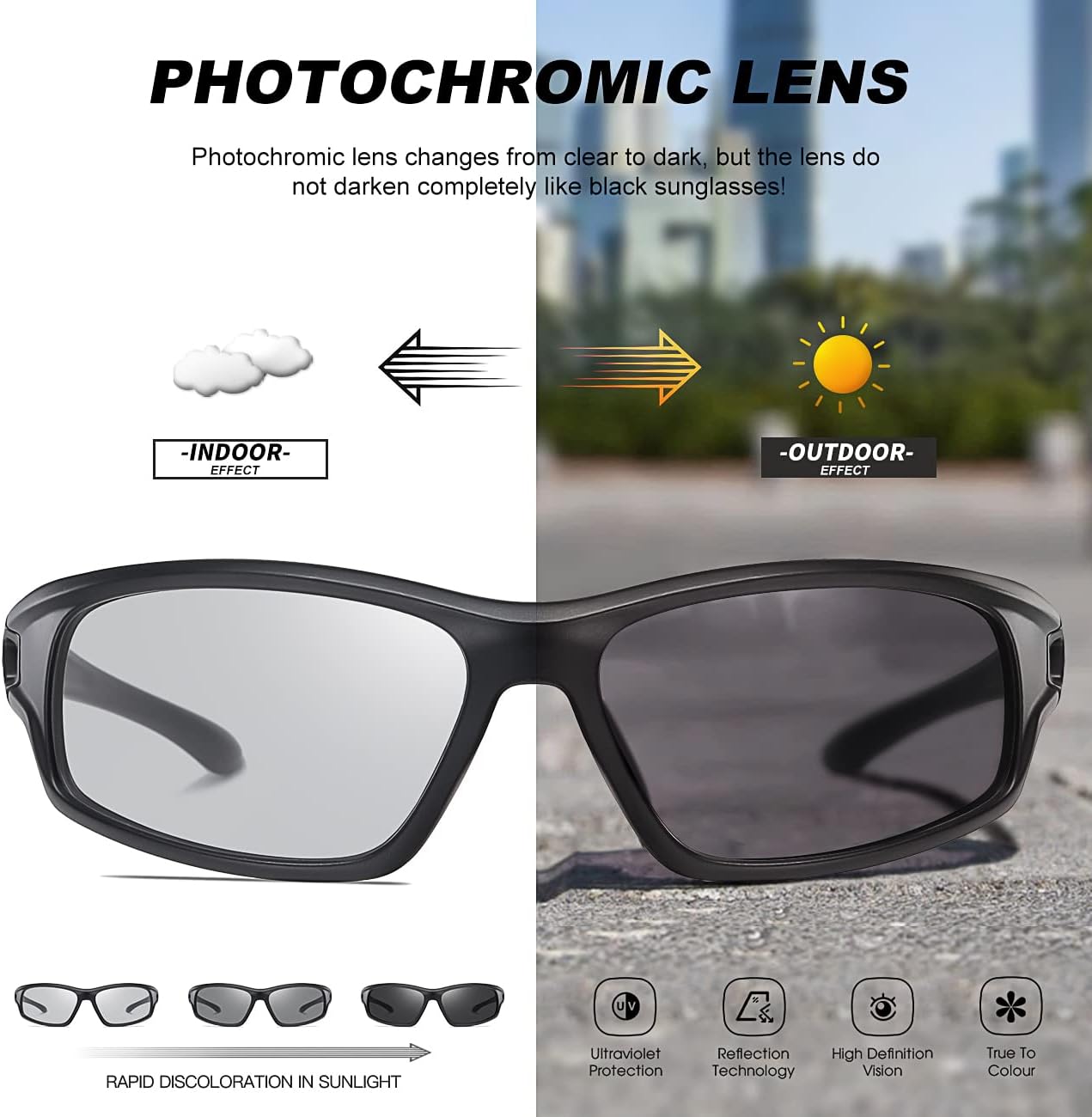 Polarized Sports Sunglasses for Men 100% UV Protection Wrap Around Unbreakable Sun Glasses for Fishing Driving