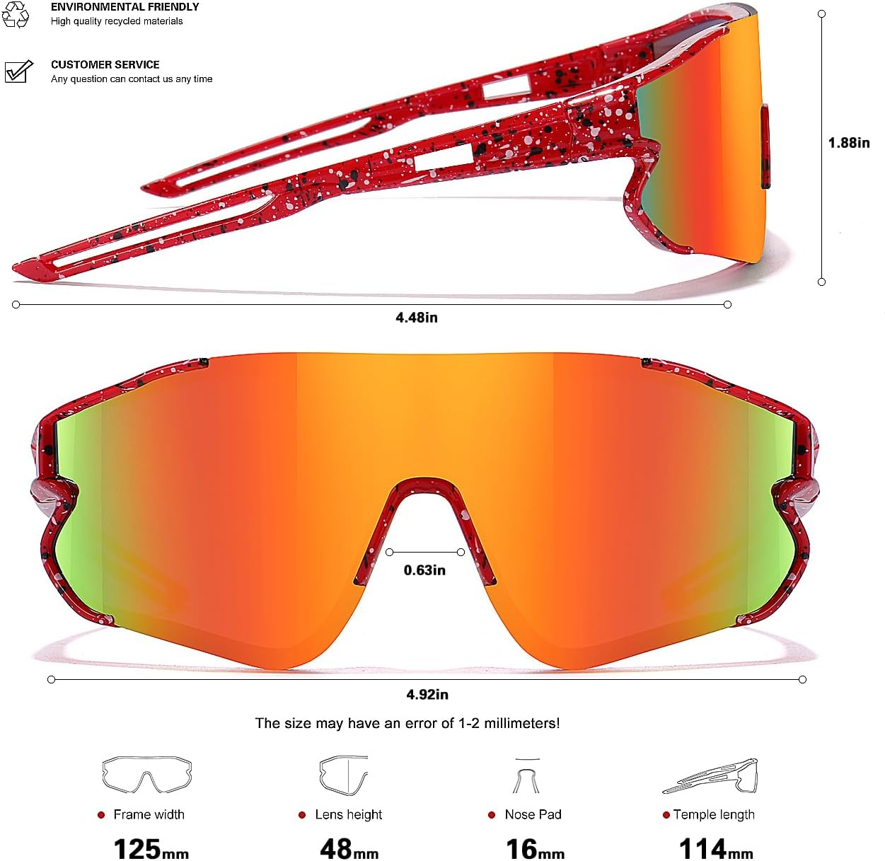 Kids Baseball Sunglasses for Boys Girls Youth Softball Cycling Sports Sunglasses UV400 Protection Age 5-12