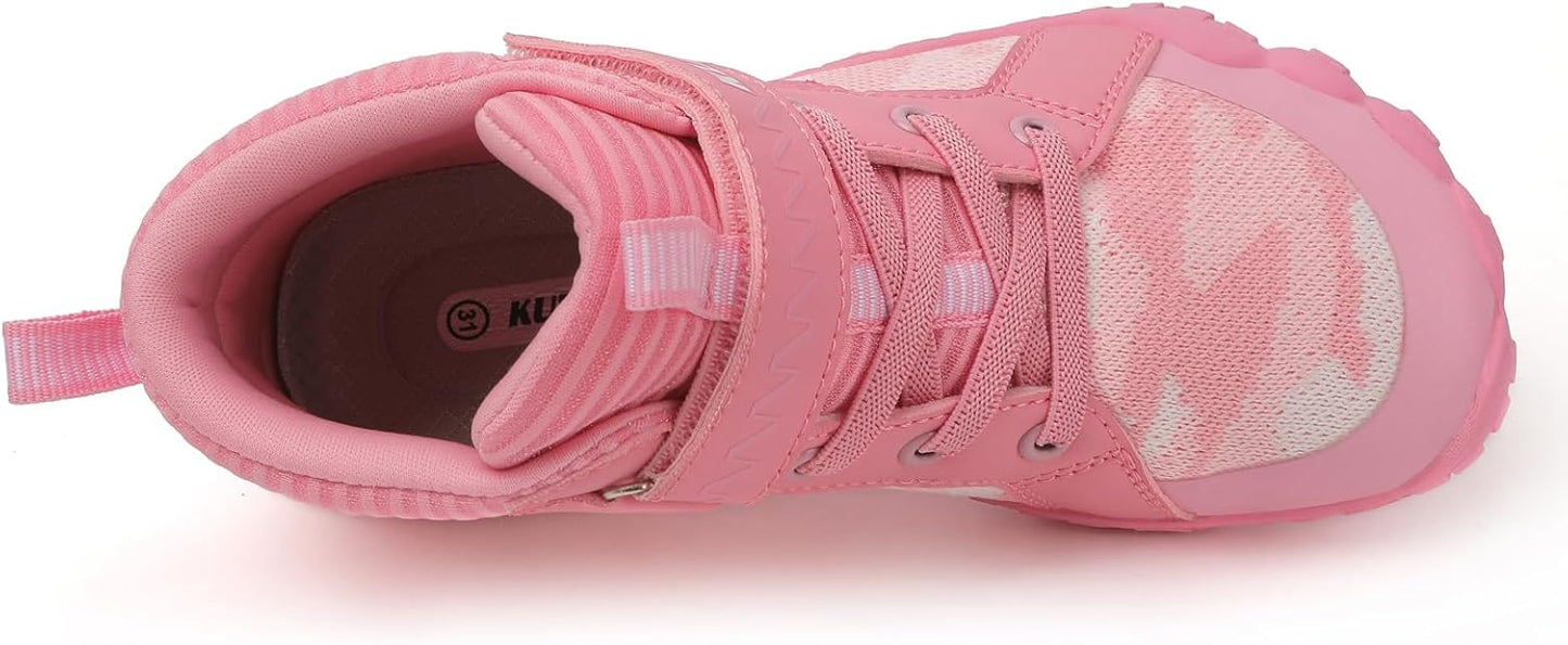 KUBUA Kids High Top Barefoot Shoes Boys Girls Minimalist Sneakers Lightweight Comfort Zero Drop Shoes Toddler Little Big Kid