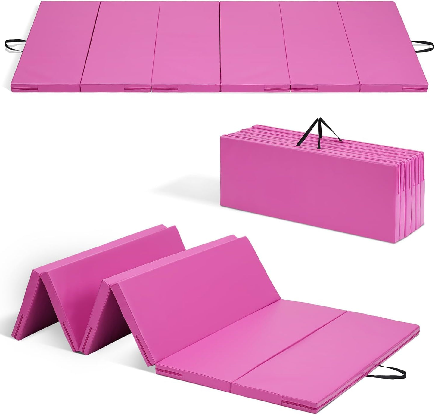 ZENOVA Gymnastics Mat 6'x3'x2''/4'x8'x2'' Exercise Mat Gym Mat for Home Aerobics Workout Foldable Tumbling Mat Children Gifts