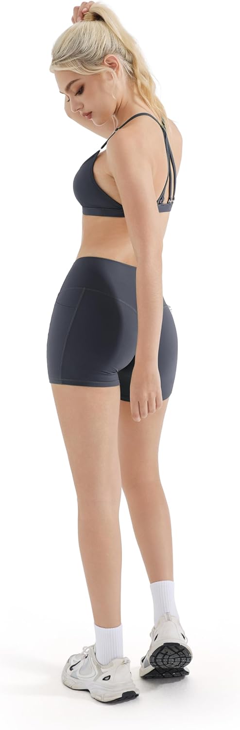 SUUKSESS Workout Sets for Women Padded Open Back Strappy Gym Set Criss Cross Yoga Sets 2 Pieces