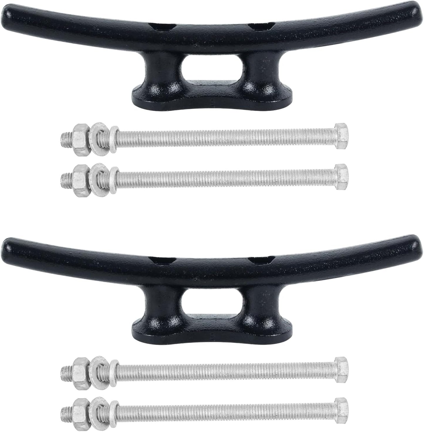 Dock Cleats 6/8/10 inch With Hardware,Electrophoretic Coated Black Boat Cleat Dock Boat Cleats,Rope Cleat Boat Dock Cleats Ideal for Boat Docks, Decks, Piers for Tying up Boats (2,4,6,8,12 Pack)
