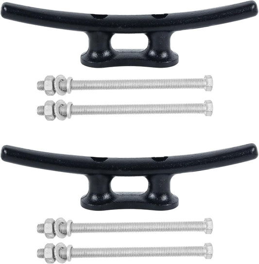 Dock Cleats 6/8/10 inch With Hardware,Electrophoretic Coated Black Boat Cleat Dock Boat Cleats,Rope Cleat Boat Dock Cleats Ideal for Boat Docks, Decks, Piers for Tying up Boats (2,4,6,8,12 Pack)