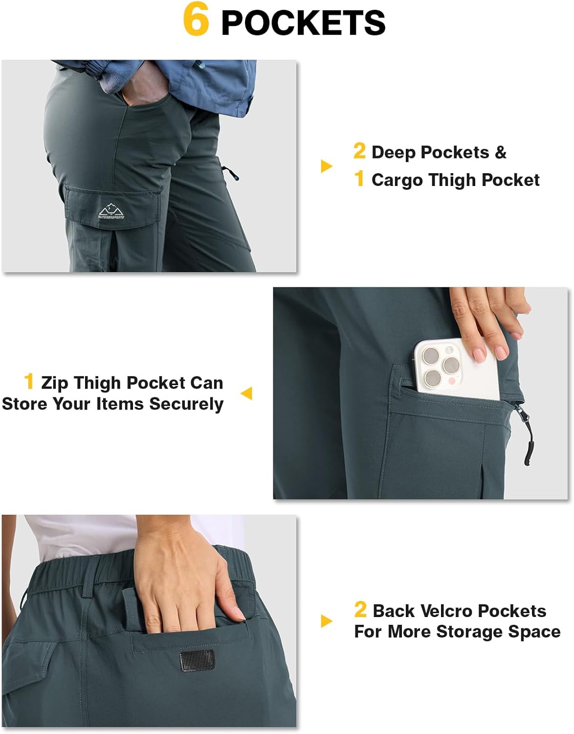 TBMPOY Women's Hiking Cargo Pants Lightweight Water Resistant Quick Dry Fishing Camping Travel Work Pant with 6 Pockets