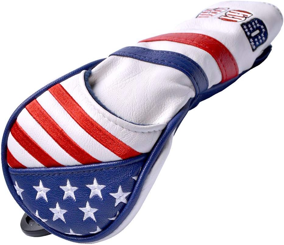 GOOACTION USA Golf Club 3 5 Fairway Wood Headcover American Stars and Stripes Flag Synthetic Leather Patriotic Head Covers Protector