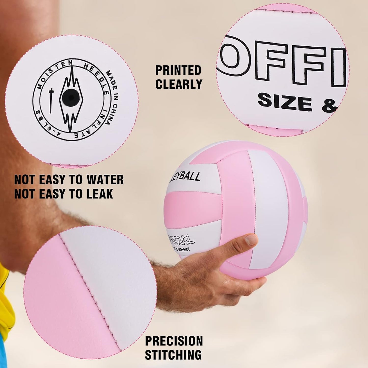 EVZOM Super Soft Volleyball Beach Volleyball Official Size 5 for Outdoor/Indoor/Pool/Gym/Training Premium Volleyballs Equipment Durability Stability Sports Ball
