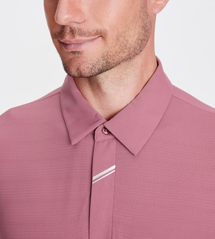 Damipow Premium Golf Shirts for Men Dry Fit Performance Polo Short Sleeve Collared Shirt