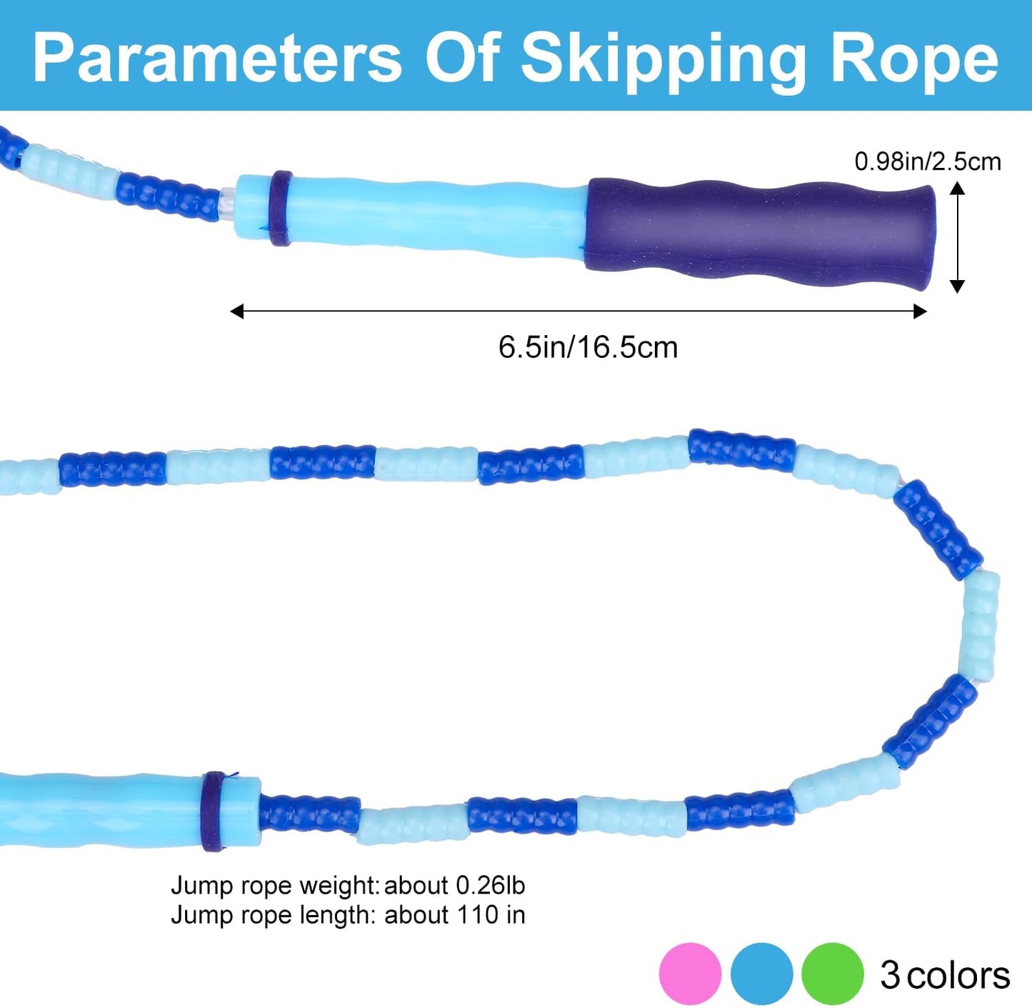 GRAWUN Jump Rope For Kids, Soft Beaded Jump Rope, Adjustable Length Tangle-Free Segmented Soft Beaded Skipping Rope，for Women, Men and Kids Keeping Fit, Workout and Weight Loss