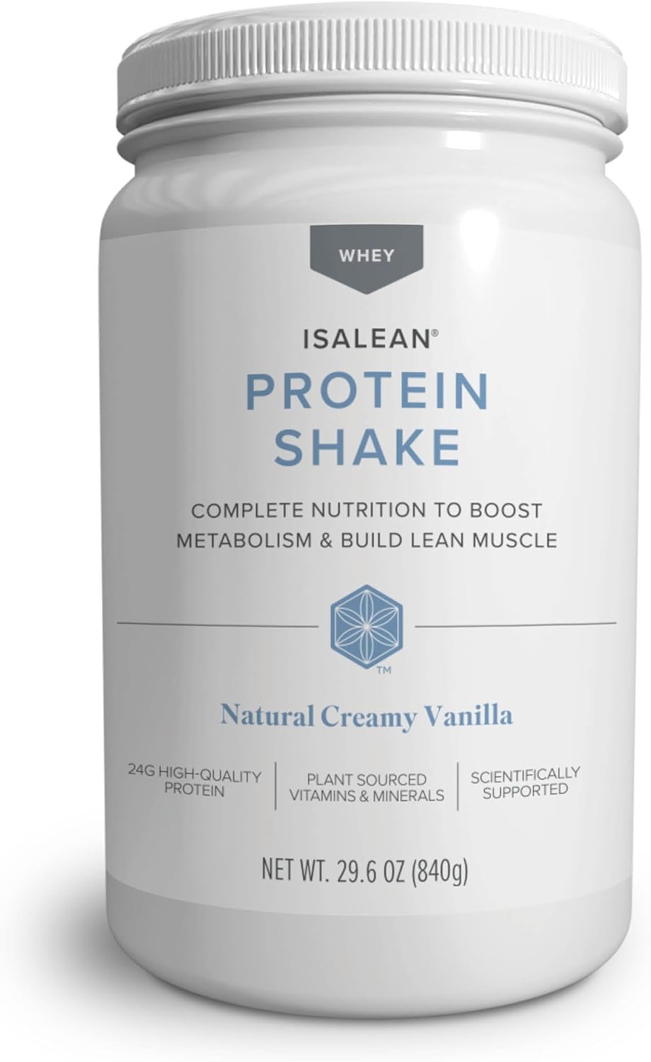 IsaLean Protein Shake Complete Superfood Meal Replacement for Maintaining Healthy Weight and Lean Muscle Growth with 24 Vitamins and Minerals-29.6 oz - 14 Meal Canister Natural Creamy Vanilla