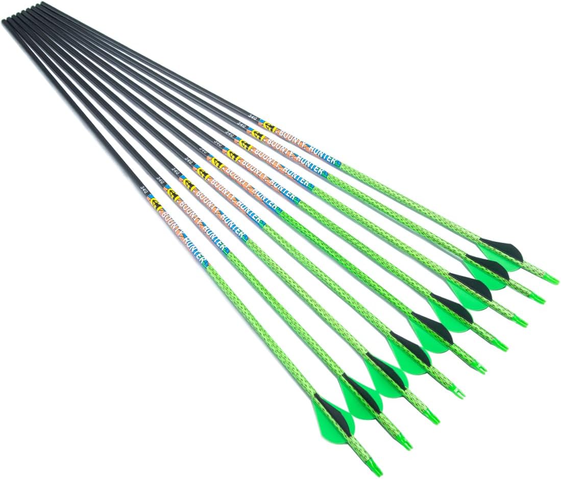 Linkboy Archery 30inch Carbon Arrows 300 340 Spine 0.003 Target Arrows Practice Recurve Compound Hunting Bow Longbow Pack of 12PCS