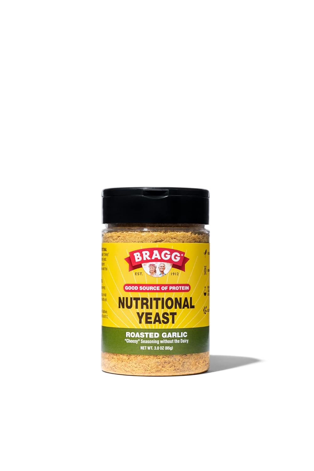Bragg Nutritional Yeast Roasted Garlic Seasoning - 3 oz - Dairy-Free Parmesan Cheese Substitute - Perfect for Salads, Pastas, Popcorn, and More