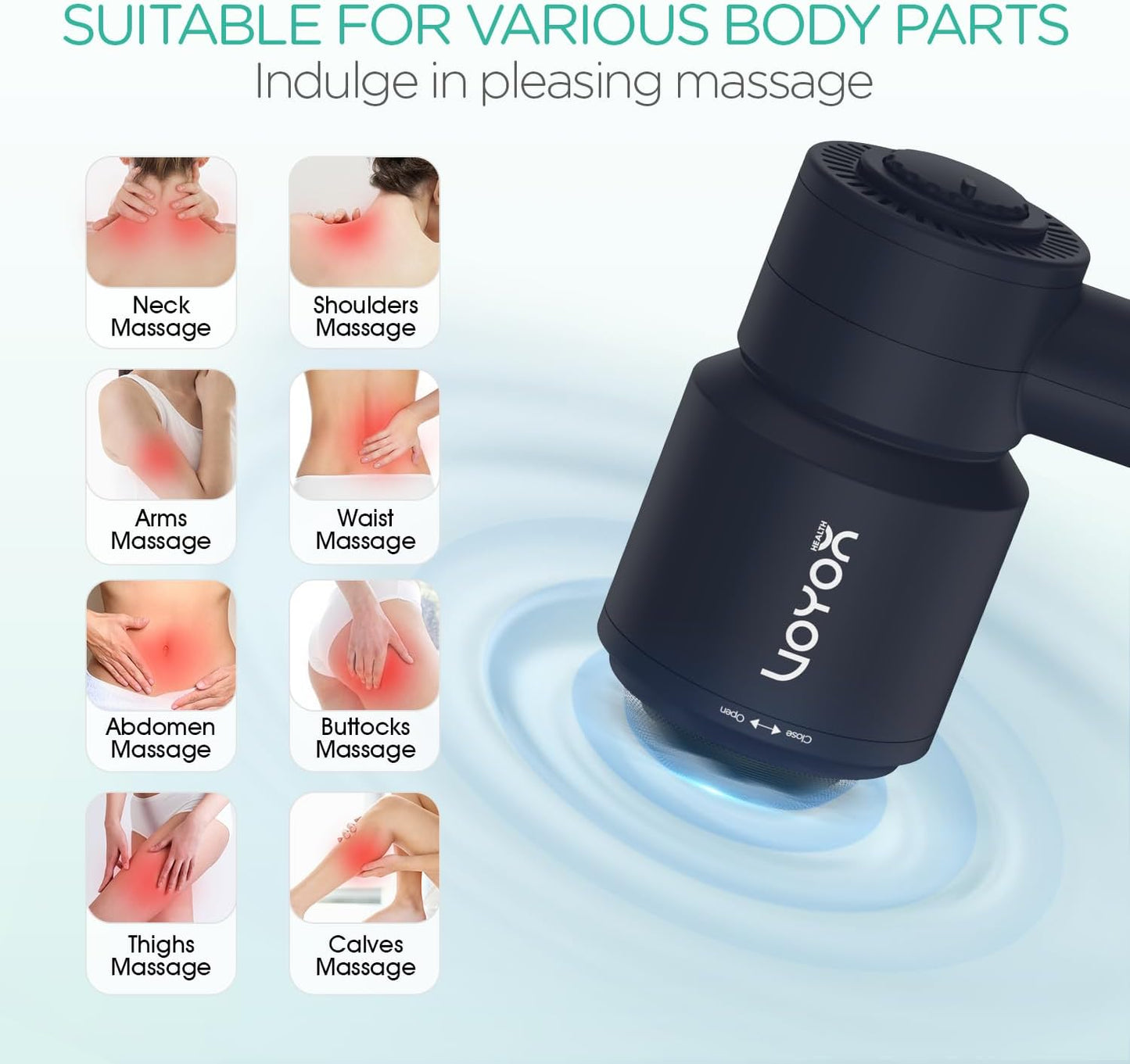 VOYOR-HEALTH Handheld Cellulite Massager, Electric Cellulite Remover Body Sculpting Massage with 5 Replaceable Heads for Arm,Thigh,Calves, Cordless & Rechargeable Deep Tissue Massager CM410 (Blue)